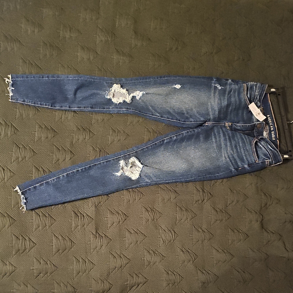American Eagle Outfitters Blue Skinny Jeans Distressed Style